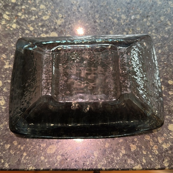 Fire & Light Recycled Glass Soap or butter dish . Greenish gray color used - Picture 2 of 5